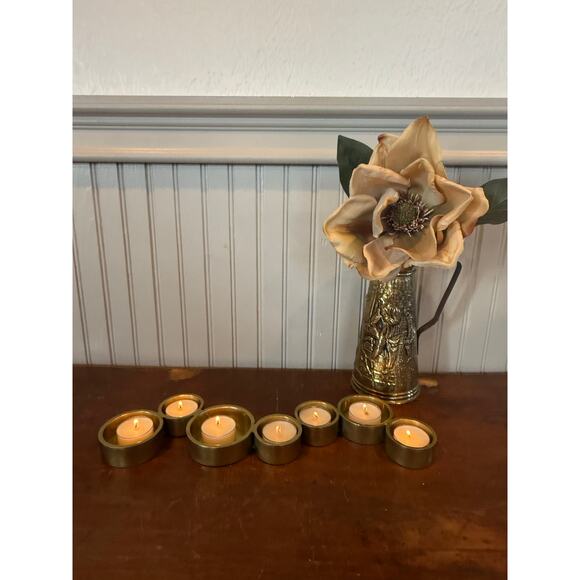 Modular Mid-Century Solid Brass Tealight Holder – 7 Cup - Picture 1 of 3